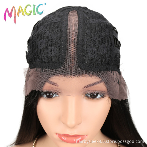 Magic Hair 20 Inch Synthetic Straight Hair Lace Front Wig Natural Hairline Heat Resistant Fiber Hair Middle Part For Black Women